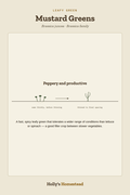 Mustard Greens diagram — Grow Guide from Holly's Homestead