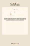 Snake Beans diagram — Grow Guide from Holly's Homestead