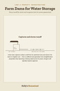 Farm Dams for Water Storage diagram — How-To Guide from Holly's Homestead