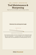 Tool Maintenance & Sharpening diagram — How-To Guide from Holly's Homestead