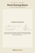Direct Sowing Basics diagram — How-To Guide from Holly's Homestead